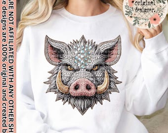 Sparkly Hog Design Digital Download, School Spirit Mascot PNG
