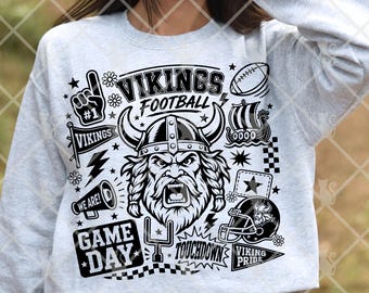 Diseño PNG con estampado de espíritu de equipo, descarga digital del diseño del día del partido de los Vikings
