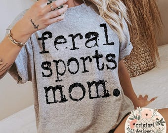 Feral Sports Mom Digital Design Download, Vintage Retro Typewriter PNG, Team Mascot School