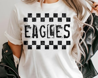 Eagles Retro Checker Mascot Design | Digital Download | PNG File |  Distressed Design | Sports School Teams