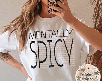 Mentally Spicy Thin Line Art Design | Digital Download | PNG File |  Retro Minimalist | Vintage | Deco