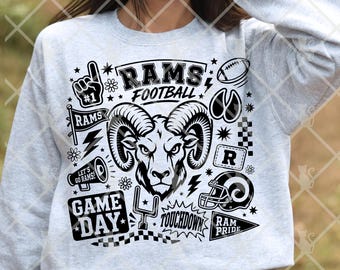 Impresión PNG del día del partido de los Rams, descarga digital del espíritu del fútbol americano