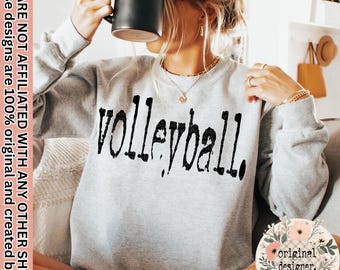 Volleyball Typography Design | Digital Download | PNG File |  Typography PNG | Vintage Distressed Design |Sports