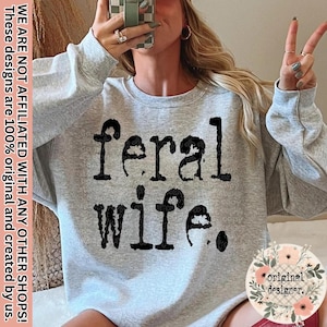 Feral Wife Typography Design | Digital Download | PNG File | Sublimation and DTF Design | Retro Typewriter | Vintage | 70's style