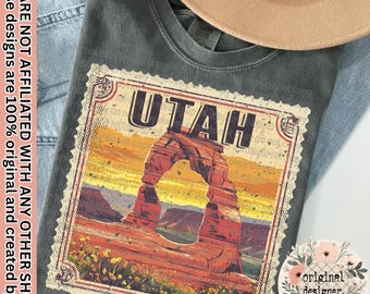Utah Stamp State Design | Digital Download | PNG File | Distressed Vintage Design | United States Patriotic