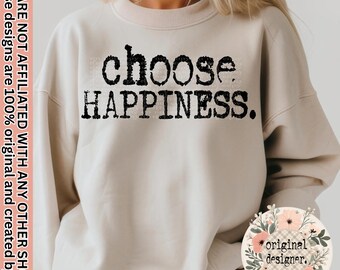 Choose Happiness Typography Design | Digital Download | PNG File | Typography PNG | Vintage Design |