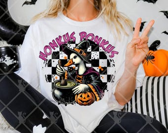 Honkus Ponkus Silly Goose Digital Design Download, Halloween PNG, Retro Witch, Trick or Treat