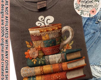 Vintage Cottage Coffee and Books  Design | Digital Download | PNG File | Fall Harvest | Floral Festivals