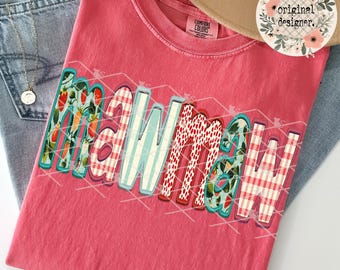 Diseño de estampado de fresas Mawmaw / Descarga digital / Archivo PNG / Sublimación y DTF / Nombre personalizado Estilo preppy primaveral