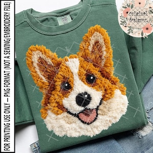 Latch Hook Yarn Crochet Corgi Design | Téléchargement numérique | Fichier PNG |  Cadeaux personnalisés Animaux de compagnie Animaux Chien