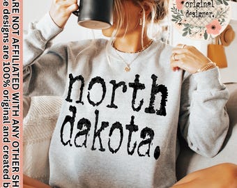 North Dakota Typography State Design | Digital Download | PNG File |  Distressed Design | Retro Typewriter