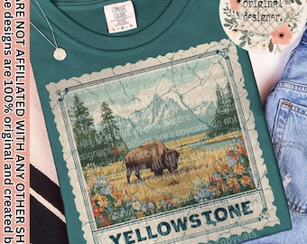 Yellowstone Stamp Design | Digital Download | PNG File | National Park | Distressed Vintage Design