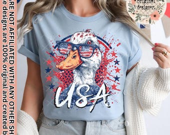 Duck Patriotic USA Design | Digital Download | PNG File | Sublimation DTF Design | Red, White, & Blue | Leopard Print | July 4th Trendy