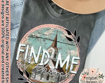 Find Me at Church Retro Design | Digital Download | PNG File |  Mental Health Distressed Trendy | Spring Summer