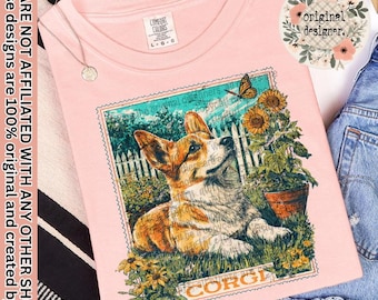 Corgi Stamp Design | Digital Download | PNG File | Dog Breeds | Distressed Vintage Design | Animal Lovers