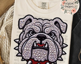 Sparkly Bulldog Mascot Design Digital Download PNG | School Spirit