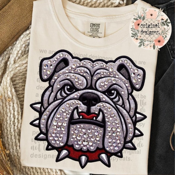 Sparkly Bulldog Mascot Design Digital Download PNG | School Spirit