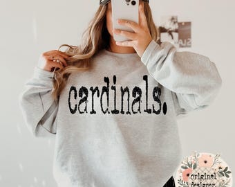 Digitales Design der Cardinals zum Download, Typografie im Used-Look für das Maskottchen eines Schulsportteams (PNG)