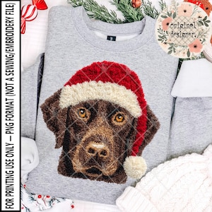 Latch Hook Fils au crochet Père Noël Chocolat Labrador Design | Téléchargement numérique | Fichier PNG | Cadeau Personnalisé Animaux de Compagnie Animal Chien