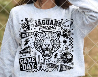 Team Spirit Design Jaguars Football Digital Download, School Sports Game Day PNG