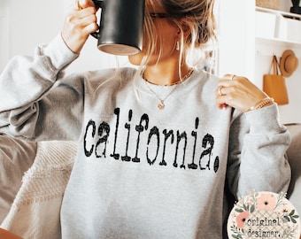 Californië typografie staat ontwerp | Digitale download | PNG-bestand |  Verouderd ontwerp | Retro typemachine