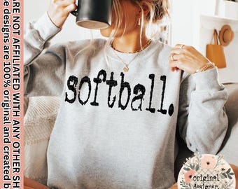 Softball Design | Digital Download | PNG File | Sublimation DTF Design | Typography PNG | Vintage Retro Typewriter |Sports 70&#39;s style