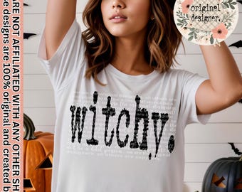 Witchy Typography Design | Digital Download | PNG File | Sublimation and DTF Design | Retro Typewriter | Vintage | Halloween