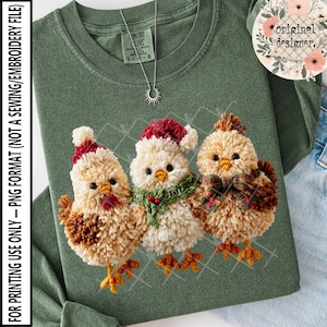 Klinknaaldgaren Gehaakte kerstkippen Digitale download | PNG-bestand | Kerst Wintervakantie | Dier: