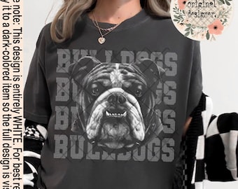 Bulldogs mascotte retro halftoon digitaal downloadontwerp| PNG-bestand |  Vintage sportschoolteams