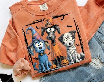 Halloween Dog Art Design, Whimsical Digital Download PNG for Fall Projects