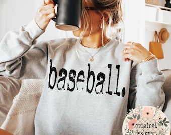 Baseball Typography Digital Design Download | Retro Typewriter Style | Vintage Distressed PNG