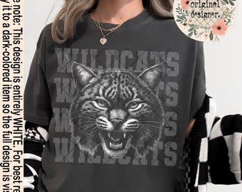Wildcats mascotte retro halftoon digitaal downloadontwerp| PNG-bestand | Sublimatie en DTF-ontwerp | Vintage sportschoolteams