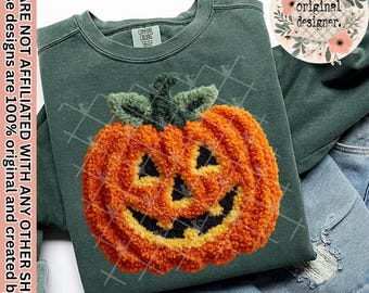 Diseño de Jack O'Lantern de ganchillo con hilo y gancho de pestillo / Descarga digital / Archivo PNG / Calabaza de Halloween de otoño, estilo retro y moderno