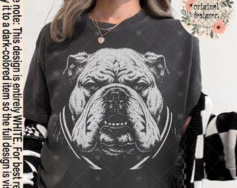 Téléchargement gratuit du design rétro de la mascotte Bulldogs en demi-teintes numériques, fichier PNG, équipes sportives scolaires vintage