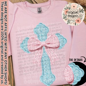 Faith Cross Bow Design | Digital Download | PNG File | Easter Faith Christian Pink and Blue