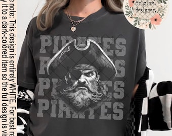 Pirates Mascot Retro Halftone Digital Download Design | PNG File | Vintage Sports School Teams