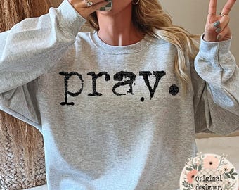 Pray Digital Design Download | Faith Christianity Retro Typography Typewriter Inspirational Quote PNG