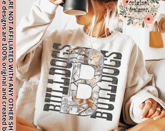 Diseño de camuflaje grunge de Bulldogs / Descarga digital / Archivo PNG / Diseño desgastado / Equipos deportivos escolares / Camuflaje