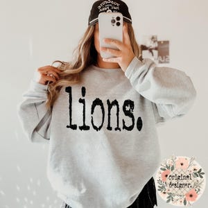 Lions Mascot Design Digital Download, Distressed Typography PNG File for School Sports Teams