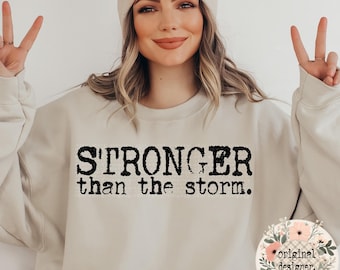 Stronger than the Storm Typography Design | Digital Download | PNG File | Typography PNG | Vintage Design |