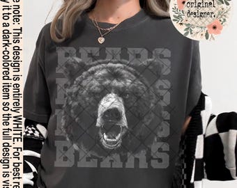 Bears Mascot Retro Digital Download Design PNG File for Sublimation DTF Vintage Sports Teams