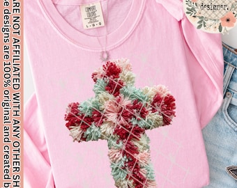 Latch Hook Yarn Crochet Cross Design | Digital Download | PNG File |  Christmas Winter Holiday | Jesus Faith