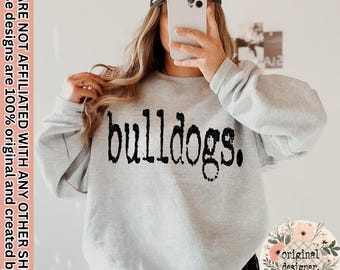 Bulldogs Typography Mascot Design | Digital Download | PNG File | Sublimation and DTF Design | Distressed Design | Sports School Teams