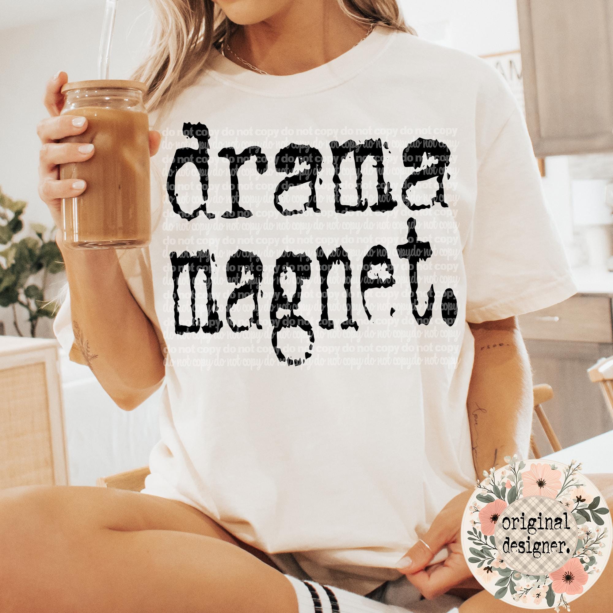 Drama Magnet Typography Design | Digital Download | PNG File | Sublimation and DTF Design | Retro Typewriter | Vintage | 70's style