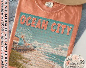 Ocean City-stempelontwerp | Digitale download | PNG-bestand | Verouderd vintage design | Zomervakantie