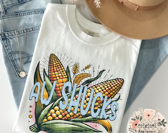 Vintage Corn Design Aw Shucks Retro Digital Download, Grunge Farm PNG