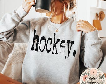 Hockey Typography Design, Vintage Distressed Digital Download, Sports Team PNG