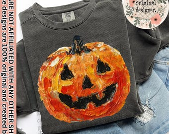 Brushstroke Jack O'Lantern Design | Digital Download | PNG File | Fall Halloween Pumpkin Retro Trendy Painted