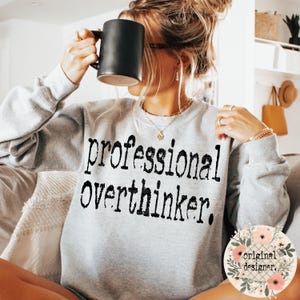 Professional Overthinker Typography Design, Retro Typewriter PNG Digital File