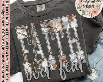 Faith over Fear Gray Camo Design | Digital Download | PNG File | Camouflage | Faith | Mental Health | Family